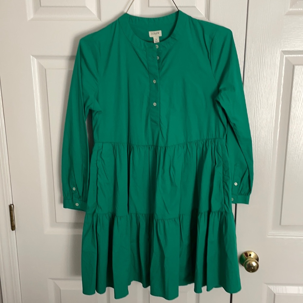 NWT JCrew Green long sleeve swing dress